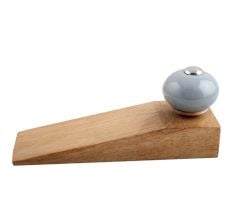 2 Pieces Light Grey Round Ceramic Wooden Door Stopper